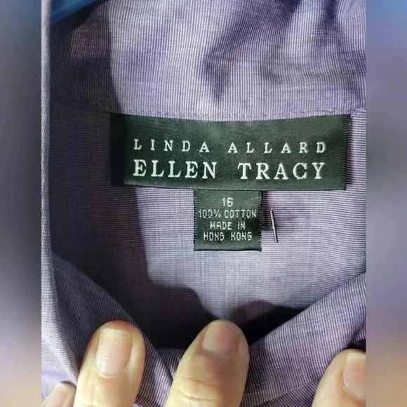 Linda Allard for Ellen Tracy cotton long sleeve button-down  blouse. Size 16 - Picture 2 of 2